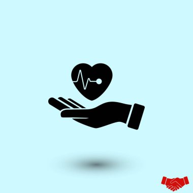 elinde kalp simgesi, düz tasarım en iyi vektör simgesi