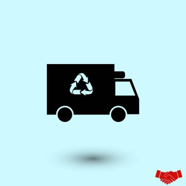 Geri dönüşüm kamyon simgesi, düz tasarım en iyi vektör simgesi