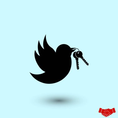  Tuşları simgesi, düz tasarım en iyi vektör simgesi olan kuş