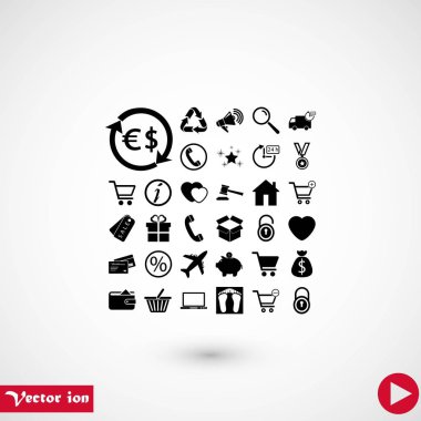 Alışveriş simgeler vektör, düz tasarım en iyi vektör simgesi