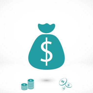 Para çantası işareti simgesi, düz tasarım en iyi vektör simgesi