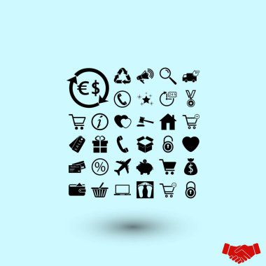 Alışveriş simgeler vektör, düz tasarım en iyi vektör simgesi