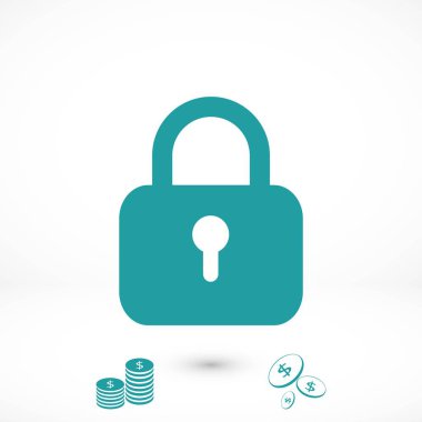 Asma kilit simgesi vektör, düz tasarım en iyi vektör simgesi