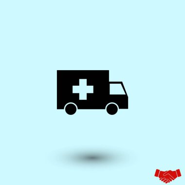 Ambulans araba simgesi, düz tasarım en iyi vektör simgesi
