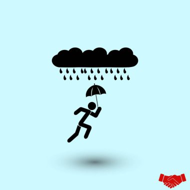 Yalnız yağmur simgesi, düz tasarım en iyi vektör simgesi