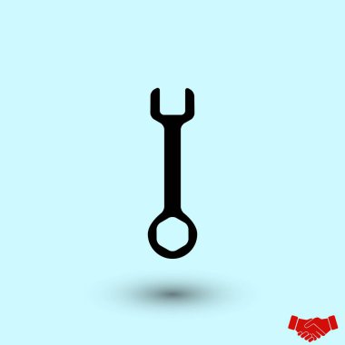 Vrench anahtar işareti simgesi, düz tasarım en iyi vektör simgesi