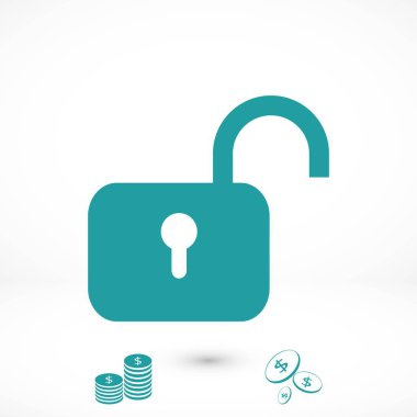 Asma kilit simgesi vektör, düz tasarım en iyi vektör simgesi