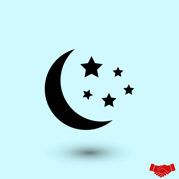 Moon Stars Icon Flat Design Best Vector Icon — Stock Vector