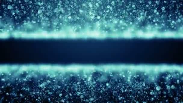 Deeltjes Blue Bokeh Stof Abstracte Lichte Beweging Titels Filmische Achtergrond — Stockvideo