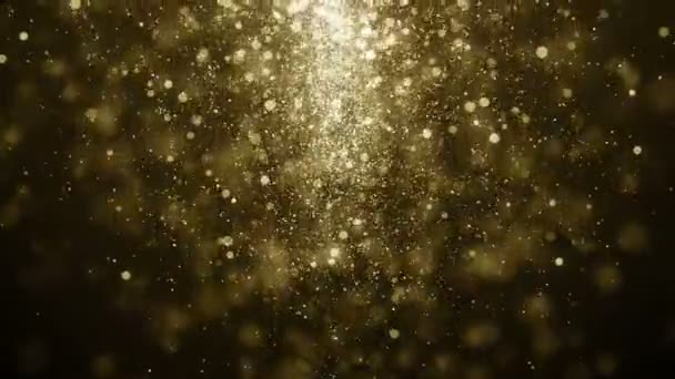 Teilchen Gold Bokeh Glitter Verleiht Staub Abstrakte Hintergrundschleife — Stockvideo