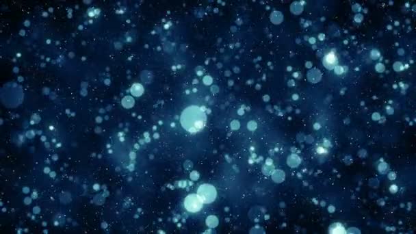 Partículas Azul Bokeh Poeira Abstrato Luz Movimento Títulos Cinemático Fundo — Vídeo de Stock