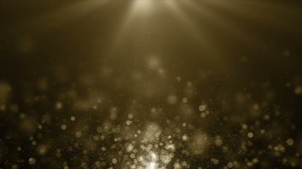 Deeltjes Goud Bokeh Glitter Awards Stof Abstracte Achtergrond Lus — Stockvideo