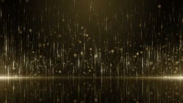 Teilchen Gold Bokeh Glitter Verleiht Staub Abstrakte Hintergrundschleife — Stockvideo