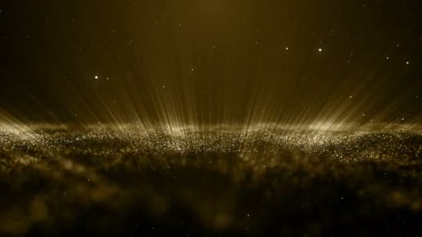 Σωματίδια Χρυσό Bokeh Glitter Απονέμει Σκόνη Αφηρημένη Βρόχο Φόντου — Αρχείο Βίντεο