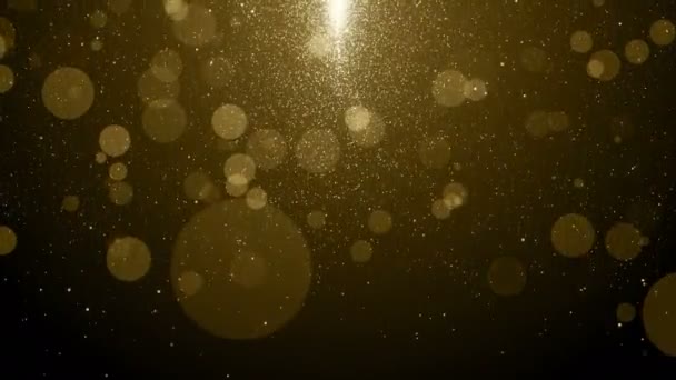 Teilchen Gold Bokeh Glitter Verleiht Staub Abstrakte Hintergrundschleife — Stockvideo