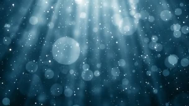 Particles Blue Bokeh Dust Abstract Light Motion Titles Cinematic Background — Stock Video