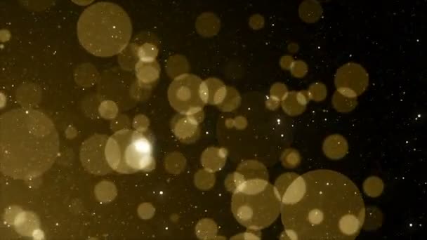 Teilchen Gold Bokeh Glitter Verleiht Staub Abstrakte Hintergrundschleife — Stockvideo