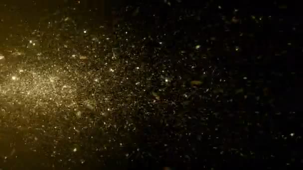 Teilchen Gold Bokeh Glitter Verleiht Staub Abstrakte Hintergrundschleife — Stockvideo