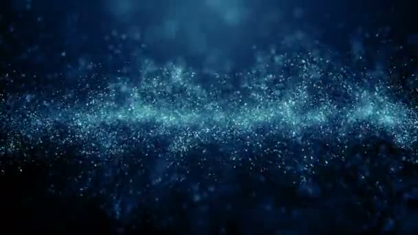 Partikel Blauer Bokeh Staub Abstrakte Lichtbewegung Titel Filmische Hintergrundschleife — Stockvideo