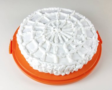 Çırpılmış kremalı pasta yakın çekim-üstten görünüm