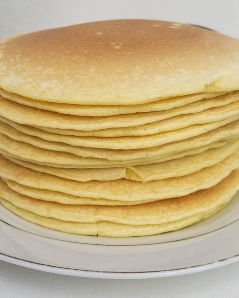 Pfannkuchen Turm Aus Nächster Nähe Seitenansicht — Stockfoto