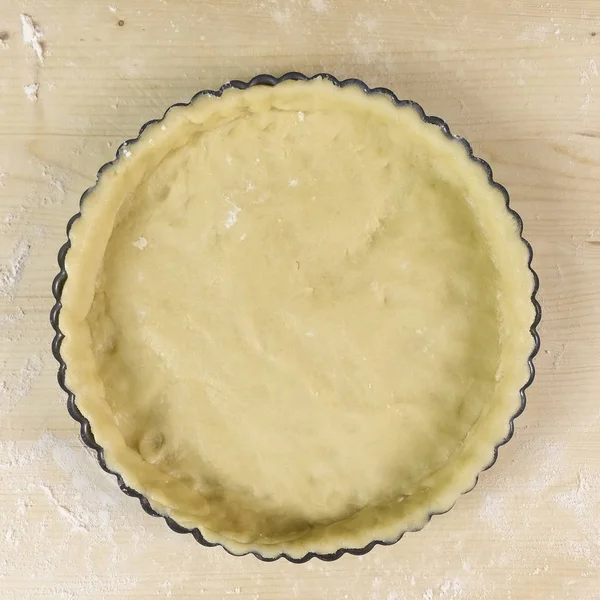 Shortcrust Pastry Wooden Background Top View — Stock Photo, Image