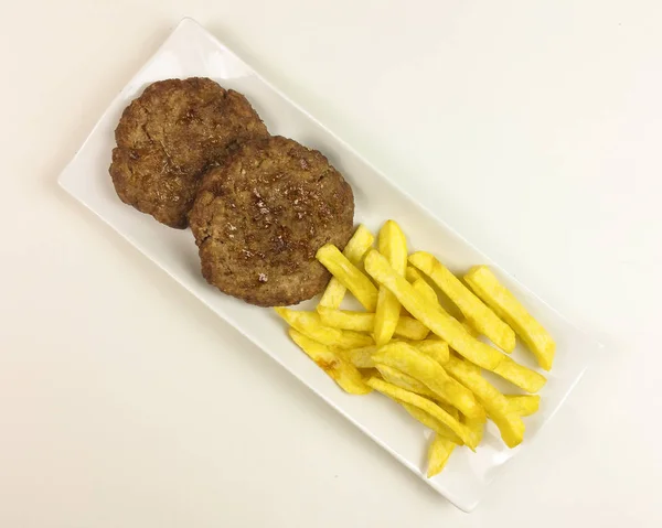 Hamburger Teller Auf Weißem Hintergrund Draufsicht — Stockfoto