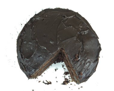 Beyaz arka planda ev yapımı Devil 's Cake-üstte görünüm