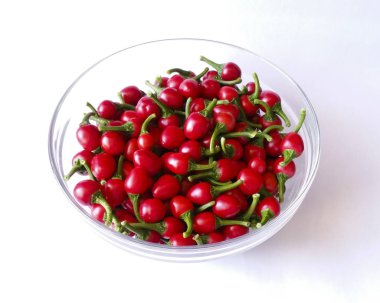 Kırmızı biber bir kase - üstten görünüm