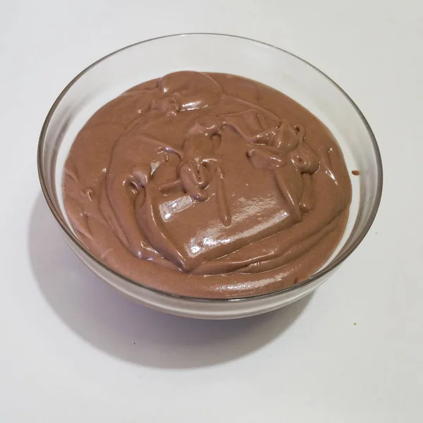 Chocolade Crème Een Transparante Kom — Stockfoto