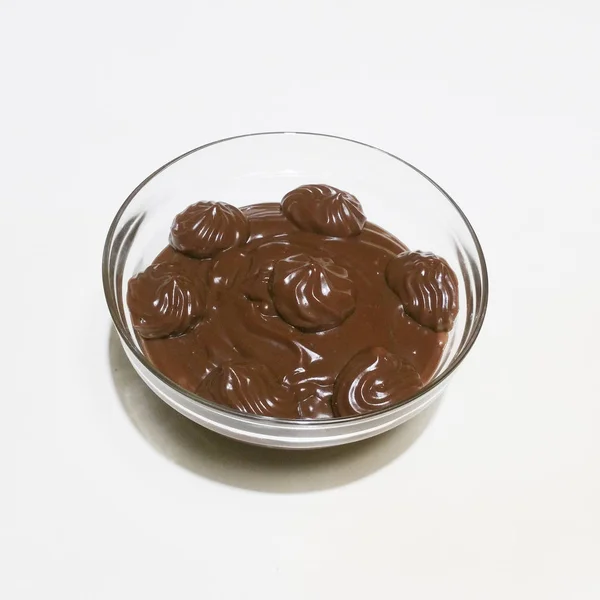 Crème Chocolat Dans Bol Transparent — Photo