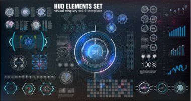 Hud UI. Soyut sanal grafik değmek kullanıcı arayüzey. Infographic. Vektör bilim soyut. Vektör çizim. Fütüristik kullanıcı arabirimi. Grafik ekran kontrol palet roket. Gökyüzü-fi Hud. Vektör eps10.