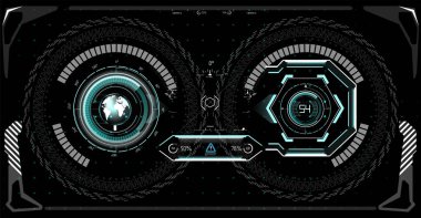 Fütüristik teknoloji Hud ekran. Taktik görünümü Sci-Fi Vr Dislpay. HUD UI. Fütüristik Vr Head-up ekran tasarımı. Fütüristik vektör Hud arayüz ekran tasarımı.