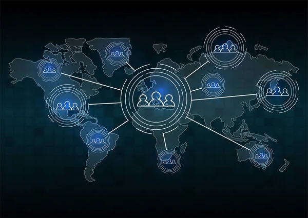 Vector world map connection. Technology concept.