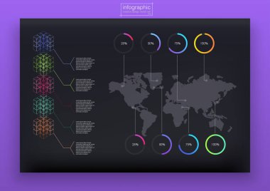 Renkli Infographic dijital illüstrasyon. Pano Tema creative Infographic
