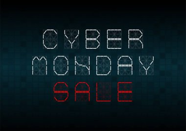 Siber Pazartesi satış banner şablon tasarımı. Düzen tasarım. Sezon Özel Fırsat afiş sonu. Vektör çizim.