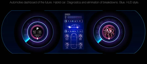 Autoservis Stylu Hud Auta Infografika Analýza Diagnostika Hud Styl Futuristické — Stockový vektor