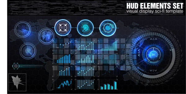 Hud Ui입니다 그래픽 사용자 인터페이스입니다 Infographic입니다 개요입니다 일러스트입니다 미래의 사용자 — 스톡 벡터