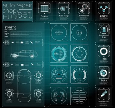 Infographics yük taşıma ve nakliye. Şablon otomobil Infographics of. Soyut sanal grafik değmek kullanıcı arayüzey. Arabalar tanı. Şablon mobil araba tamir apps. HUD tarzı.