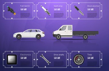 Otomatik Kullanıcı arabirimi. Soyut sanal grafik değmek kullanıcı arayüzey. Arabalar Infographic. Vektör bilim soyut. Vektör çizim.
