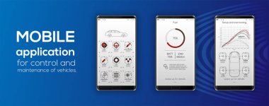 Modern tasarım haftalık ve yıllık istatistik grafikleri mobil app arabalar Infographic şablonu. Arabalar istatistik, web tasarım, Kullanıcı arabirimi öğeleri. Vektör Eps 10