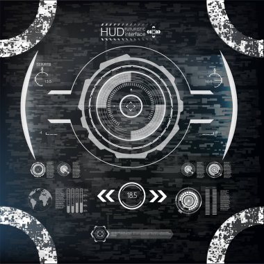 Sanal arabirim öğeleri Sci Fi Modern kullanıcı için grafik hareket Hud fütüristik öğesi. Daire soyut dijital teknoloji UI fütüristik Hud kümesi