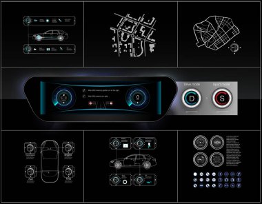 Hud, el Infographic UI, analiz ve tanı hud tarzı, fütüristik Kullanıcı arabirimi, araba tarzı araba servisi hizmet Hud. Pano - 