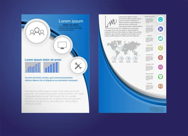 Modelo de brochura de página frontal e traseira. Modelo de layout. Apresentação resumo de fundo para negócios . —  Vetores de Stock