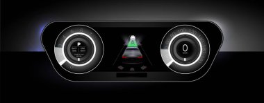 Pano ve aletleri kavramı ve Park ve radar atama örneği. Vektör çizim.