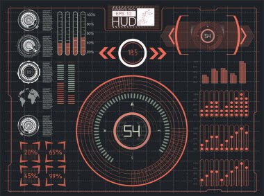 HUD fütüristik öğesi. Daire Soyut Dijital teknoloji UI fütüristik Hud sanal arabirim öğeleri Fi Sci - Modern kullanıcı kümesi için grafik