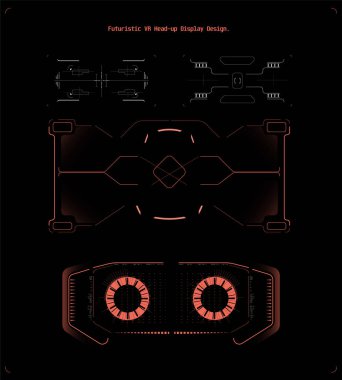 Mavi hud. Sanal teknolojisi. Sanal adres alanı. Geleceğin teknolojisi ekran tasarımı. Vektör mockup. Vektör gelecekteki Infographic çizim. VR teknolojisi. VR gözlük.