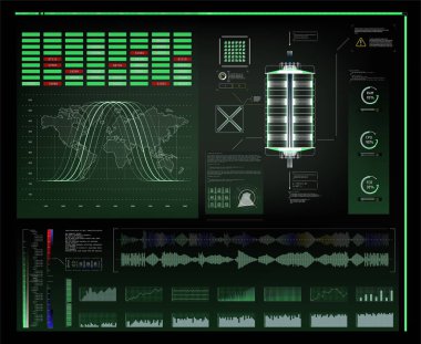 Hud Ui App. Fütüristik Kullanıcı Arayüzü Hud Ve Infographic Elements. Soyut Sanal Grafik Touch Kullanıcı Arayüzü. Ui Hud Infographic Arayüz Ekran Monitör radar seti Web Elements