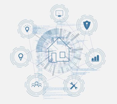 Nesnelerin interneti (IOT), bir ağda aygıtlar ve bağlantı kavramları, merkezde bulut. Dünya gezegeninin üzerindeki dijital devre kartı.