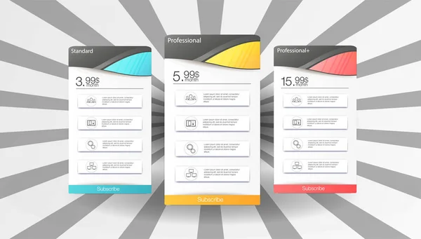 Abstrakt affisch med tariff. Webbbanner-mall. Koncept. Presentationsmall. Vektor semester affisch. Prissättning tagg etikettmall isolerad. — Stock vektor